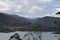 Beautiful colombian andean mountains and lake reservoir landscape