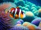 beautiful color clownfish on coral feefs. Generative AI. Generative AI