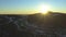 Beautiful colorado sunrise, mountains, and highway during winter landscape