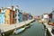 Beautiful colored houses of the old fishermans  city Burano in the laguna of Venice