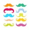 Beautiful colored mustache with different patterns.