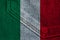 Beautiful colored photograph of the beautiful colored national flag of the modern state of Italy on textured fabric, concept of