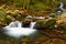 Beautiful colorful background with river and stones in autumn time. White Opava Waterfalls - Jeseniky Mountains - Czech Republic