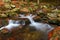 Beautiful colorful background with river and stones in autumn time. White Opava Waterfalls - Jeseniky Mountains - Czech Republic