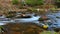 Beautiful colorful background with river and stones in autumn time. White Opava Waterfalls - Jeseniky Mountains - Czech Republic