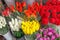 Beautiful colorful bouquets of fresh flowers