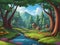 Beautiful colorful cartoon landscape for art design