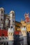 Beautiful colorful castle in Portugal plays with color in the sun