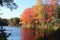 Beautiful colorful fall view of pond