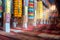 Beautiful colorful interior decoration of Tibetan buddhist temple, Tibet