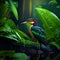 Beautiful Colorful Kingfisher in a Tropical Rainforest. Generative AI