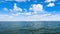 Beautiful colorful landscape view on sea with cloudy sky