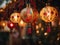 Beautiful colorful lanterns during festive season. AI Generated Image