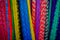 Beautiful and colorful Mexican fabrics for sale at market, Latin America, fabric background