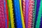 Beautiful and colorful Mexican fabrics for sale at market, Latin America, fabric background