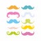 Beautiful colorful mustache for holidays.