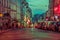 Beautiful and colorful parisian city street scene