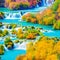 Beautiful colorful picture of Krka National Park in Croatia. Abstraction. AI-generated