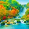 Beautiful colorful picture of Krka National Park in Croatia. Abstraction. AI-generated