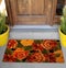 Beautiful Colorful Rose Flower Printed Welcome zute doormat outside home with yellow flowers and leaves