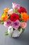 Beautiful colorful rose flowers bouquet in vase