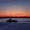A beautiful, colorful seascape of the Sweden winter eventing from a ferry