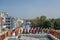 Beautiful colorful statues of buddhist saints  and monks at the temple