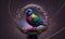 Beautiful and colorful stunning looking bird with an elegant flower pattern. Generative AI