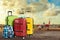 Beautiful Colorful suitcases on background
