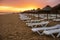 Beautiful colorful sunset on the beach in Vilamoura, Algarve, Portugal