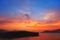 Beautiful colorful sunset over Aegean sea