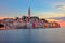 Beautiful colorful sunset at Rovinj town in Croatia