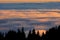 Beautiful and colorfull thermal inversion phenomenon photographed in mountains at high altitude at sunset