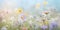 Beautiful colourful bloomed flower field, summer soft background. Ai generated