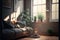 Beautiful comfortable cozy interior, style design. Generative Ai