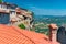 Beautiful complex of Meteora monasteries built on rocks, Thessaly