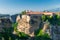 beautiful complex of Meteora monasteries built on rocks, Thessaly