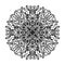 Beautiful complicated mandala to color, inspired by nature, with leaves, black in white background