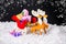 Beautiful composition of Christmas decoration reindeer and Santa