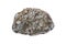 A beautiful conglomerate sedimentary rock isolated on a white background. Big stone for outdoor garden decoration.