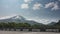 A beautiful conical volcano against the blue sky.