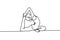 Beautiful continuous line yoga woman art design vector