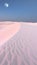 Beautiful cool and serene desert with pink ambient light transitioning from night to day.