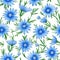 Beautiful cornflowers in vintage style with leaves close-up as a background.