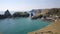 Beautiful Cornish coast Kynance Cove The Lizard Cornwall England UK on a beautiful sunny summer day with blue sky and sea