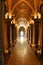 Beautiful corridor with archs and pillars of Monserrate Palace in Sintra