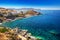 Beautiful Corsica coastline and historic houses in Calvi