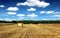 Beautiful countryside landscape sheaves and field