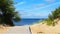 beautiful countryside landscape. Wooden pier near the sea