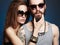 Beautiful couple. bearded Hipster boy and girl
